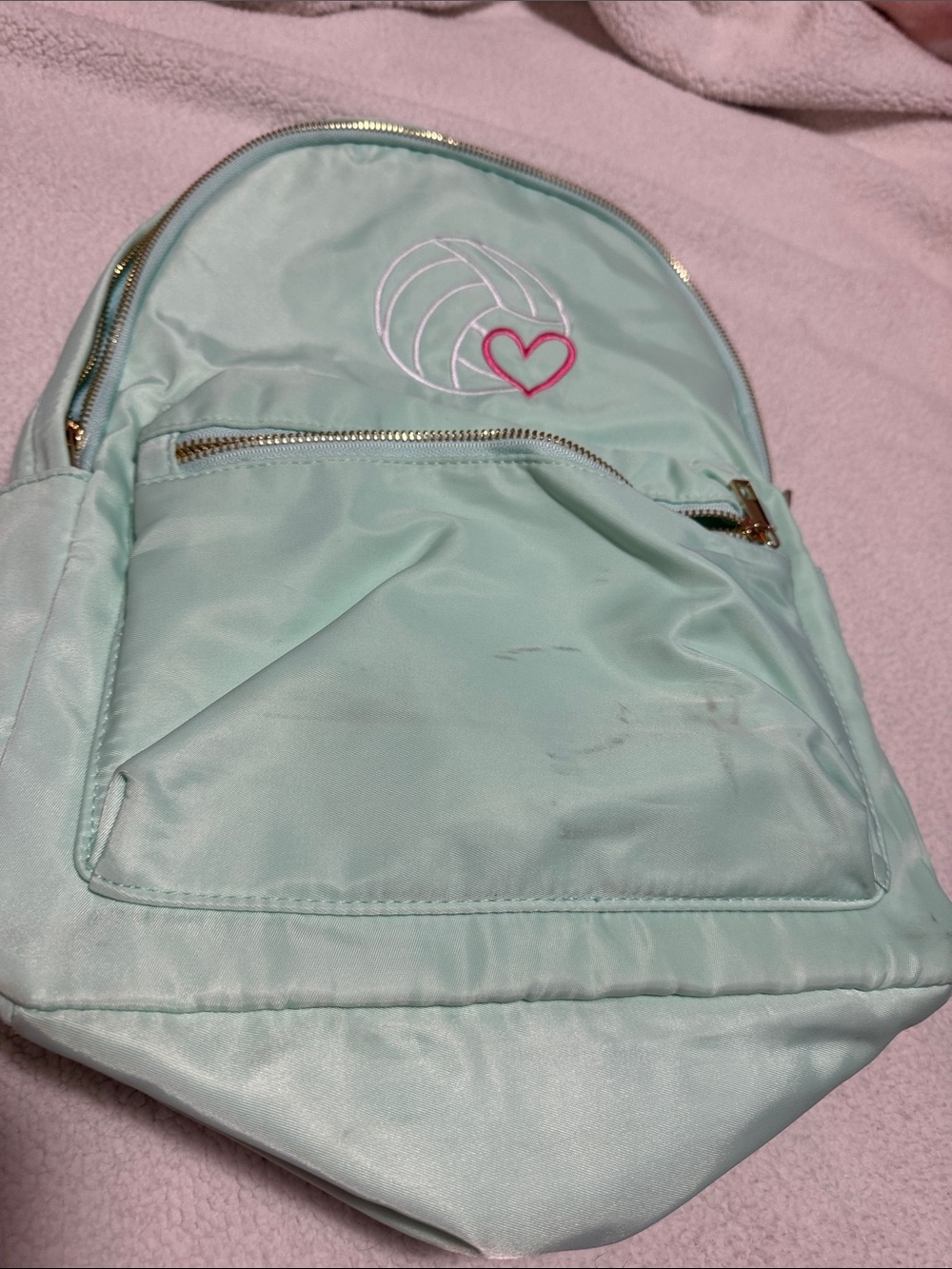 Mint Heart Volleyball Embroidered Women’s Backpack